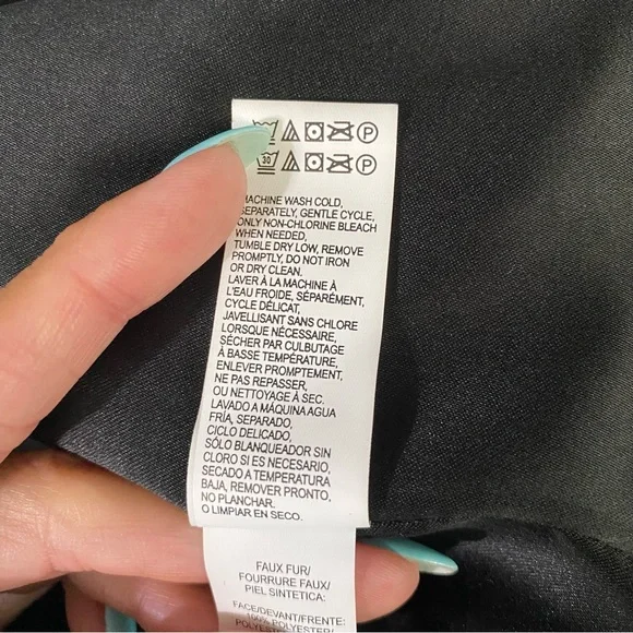 NWOT-Black Silky Faux Fur with Rose Gold Oversized Jacket S - Picture 9 of 12